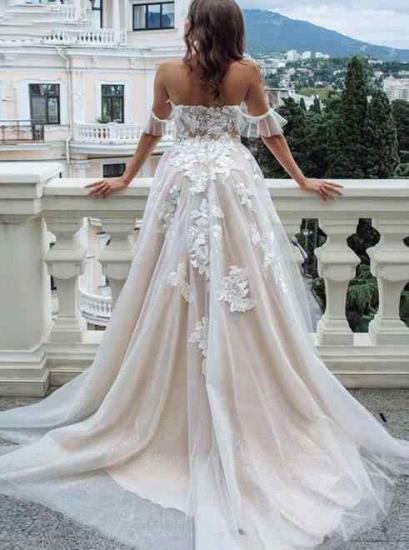 Off The Shoulder Appliques Wedding Dresses | A-line Tulle Bridal Gowns_2