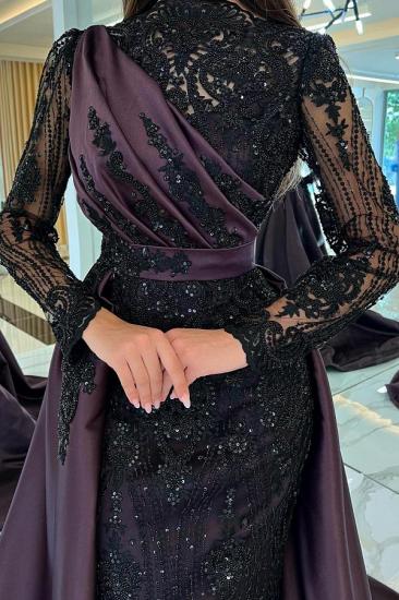 Türkische Abendkleider mit schwarzer Spitze | Abendkleider mit langen Ärmeln_4