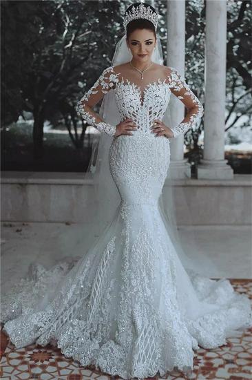 Elegante Brautkleider Mit Ärmel | Günstige Spitze Hochzeitskleid Meerjungfrau
