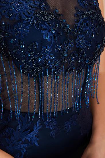 Caroline Carol | Dark Navy Tassel Sparkle Mermaid Prom Dress, Elegant Sleeveless Evening Gowns with Open Back_6