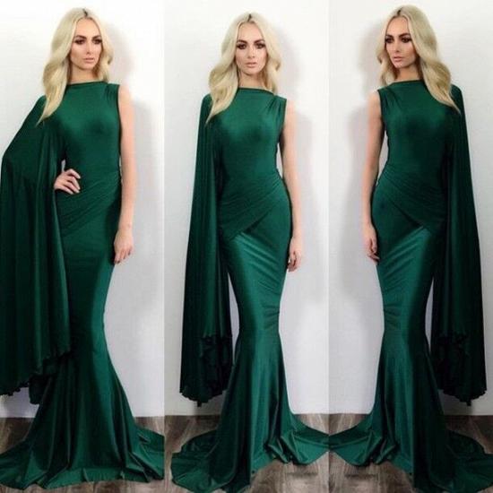 Einfache Meerjungfrau Grün One-Shoulder-Abendkleid Neueste Rüschen Formelle Kleider für besondere Anlässe_3