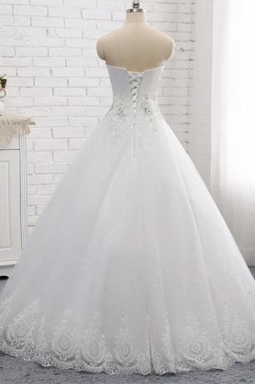 TsClothzone Affordable S-Line Sweetheart Tulle Rhinestones Wedding Dress Lace Appliques Sleeveless Bridal Gowns Online_2