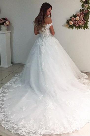 White Strapless Appliques Off The Shoulder Bride Dress 2022 Lace A-Line Wedding Dresses_2