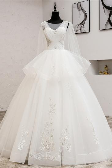 TsClothzone Gorgeous Jewel Sleeveless White Wedding Dress Tulle Appliques Bridal Gowns Online
