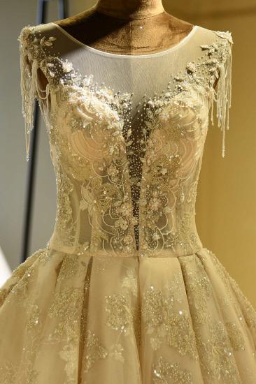 Amazing Princess Lace-up Sparkly Beading Tulle Ivory Princess Wedding Dress_5