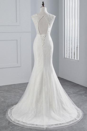 TsClothzone Glamorous Jewel Sleeveless Rhinestone White Mermaid Wedding Dresses with Appliques_3