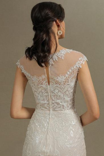 Charming Mermaid Wedding Gown Lace Appliques Cap Sleeve Garden Wedding Dress_8
