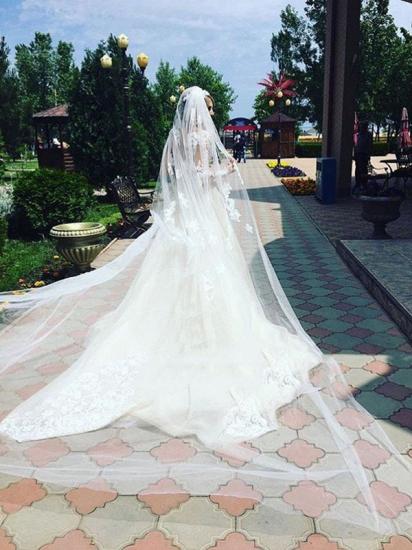 Glamorous Mermaid Long Sleeves Lace Wedding Dresses | Scoop Appliques Detachable Skirt Bridal Gowns_3