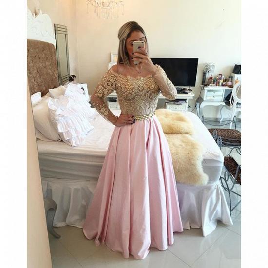 Sparkly Beading Lace Prom Dress Long Sleeve Lace Formal Occasion Dress_3