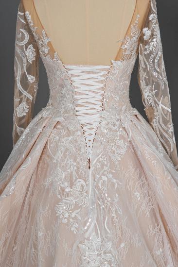 Long sleeves Sweetheart Ball Gown lace wedding dress_9