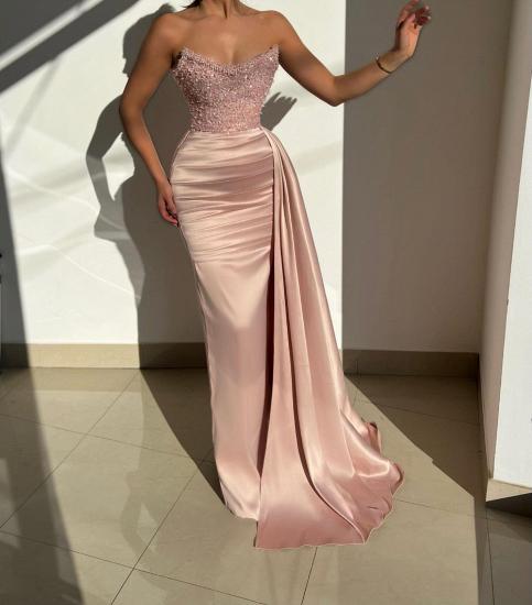 Elegant evening dresses long pink | Glitter prom dresses_2