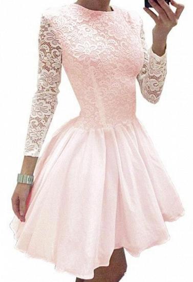Short  Lace Homecoming Dress Long Sleeves Hoco Dresses_1