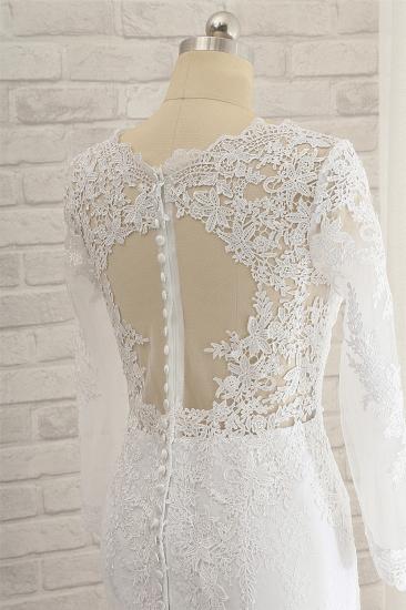 TsClothzone Stunning Jewel Long Sleeves Tulle Lace Wedding Dress Mermaid Jewel Appliques Bridal Gowns On Sale_5
