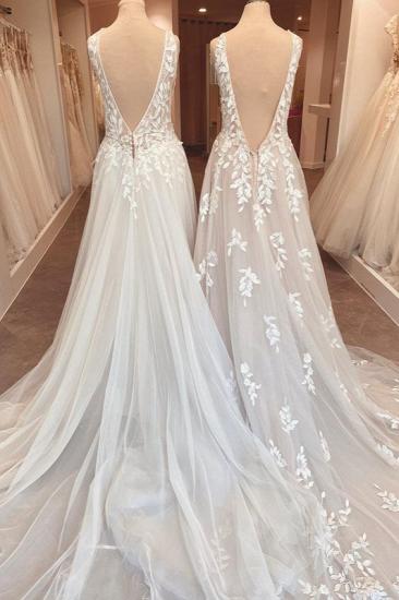 Sheath dresses wedding dresses with lace | Wedding dresses V neckline_3