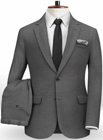 Grauer Anzug aus Twill-Wolle mit fallendem Revers | Zweiteiliger Anzug