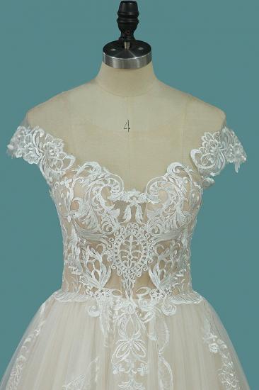 TsClothzone Elegant Jewel Tulle Lace Wedding Dress Sleeveless Appliques Ruffles Bridal Gowns Online_4