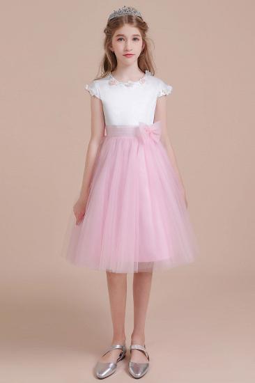Pretty Length Flower Girl Dress | Cap Sleeve Tulle Knee Little Girls Pegeant Dress Online_1