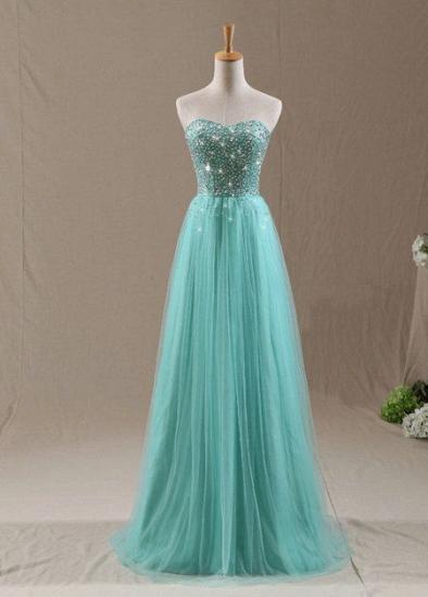 Sweetheart Crystal Mint Long Prom Dresses Lace-up Elegant Cheap Evening Dresses with Sparkly Beadings_1