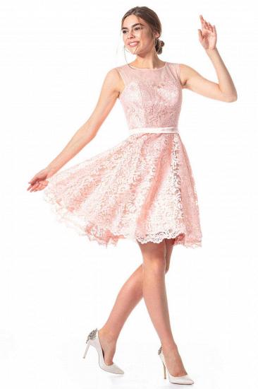 Lovely Jewel Neck Sleeveless Floral Lace Short Party Dress Formal Wear Dress_3