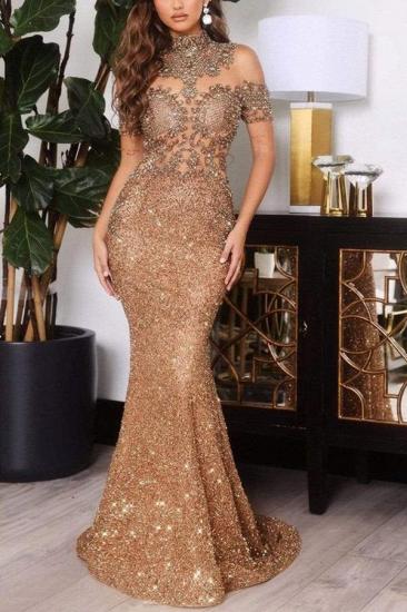 Elegante Abendkleider lang gold | Ballkleider glitzern_1