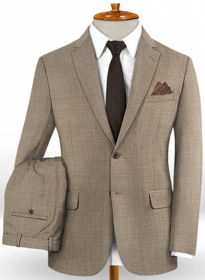 Light brown wool notched lapel casual suit | two-piece suit_1