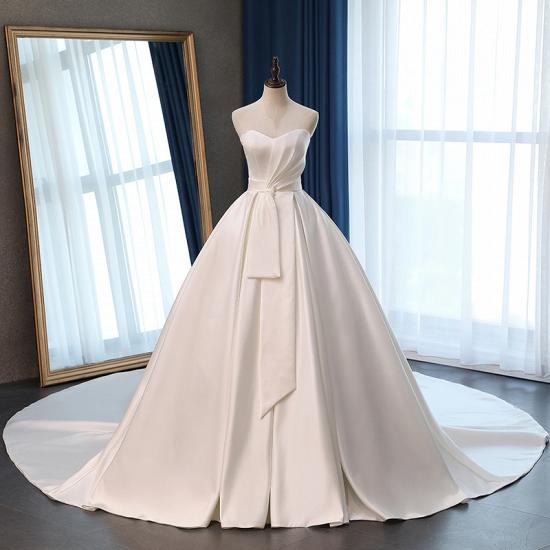 TsClothzone Elegant Sweetheart White Satin Wedding Dress A-line Ruffles Bridal Gowns On Sale_7