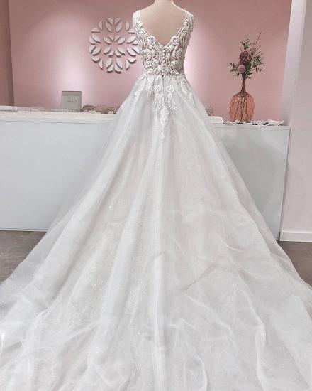Glamorous Sleeveless V-Neck A-line Wedding Dress_2