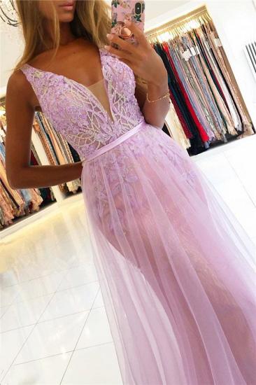 Straps A-line Lace V-neck Evening Dresses | Floor Length Party Gowns_3