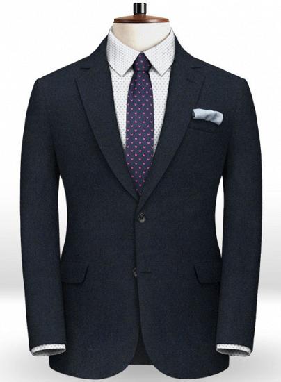 Dunkelblauer Tweed-Anzug mit fallendem Revers | zweiteiliger Anzug_2