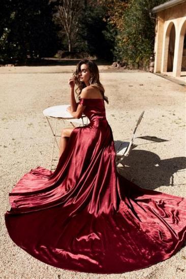 Gorgeous Off The Shoulder A Line Evening Gowns With Split| Prom Dresses On line_2