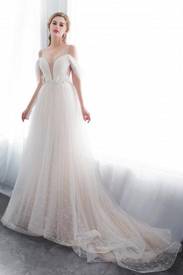 NANCY | A-line Sleeveless Floor Length Lace Ivory Wedding Dresses_4