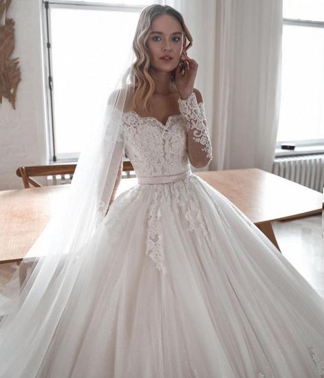 Gorgeous Of Shoulder Lace Tulle Aline Garden Wedding Gown Cathedral Train_3