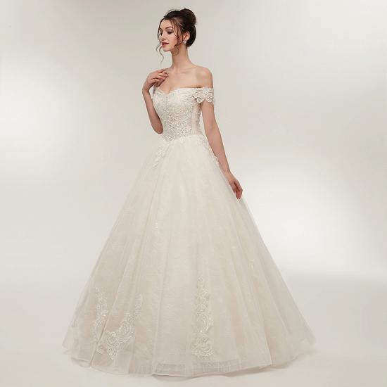 ZOLA | A-line Off-shoulder Sweetheart Floor Length Lace Appliques Wedding Dresses with Lace-up_1