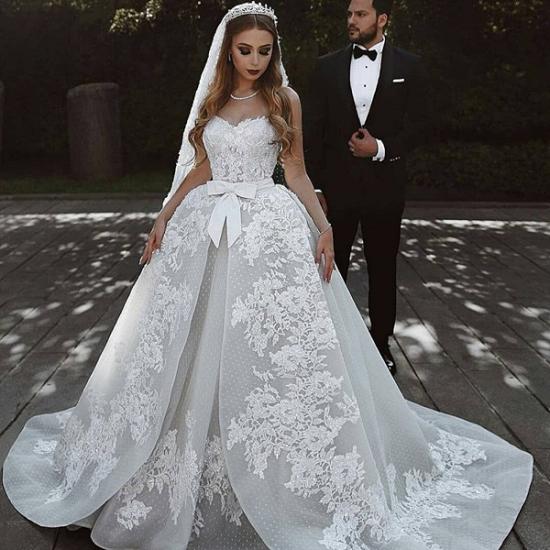 Gorgeous Sweetheart Lace Wedding Dress | Ruffles Bowknot Bridal Gowns_4