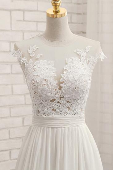 Elegantes ärmelloses Brautkleid aus Chiffon mit Applikationen | A-Linie Jewel White Brautkleider_6