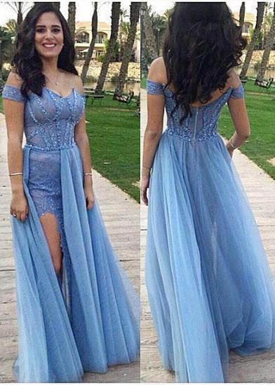 Off-the-shoulder Prom Dresses Cheap Sexy Slit Sheath Evening Gowns 2022_2
