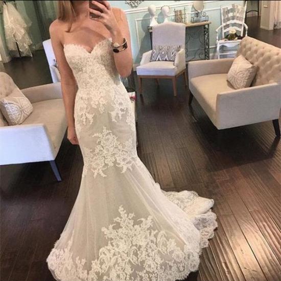 Lace Mermaid Sweetheart 2022 Bridal Gowns New Tulle Long Wedding Dresses_3