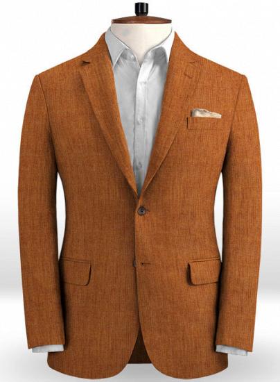 Noble and elegant rust-colored linen suit_2