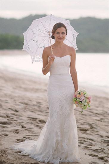 Spitze-Hochzeitskleider 2022 für Sommer-Strand-Meerjungfrau-trägerloses elegantes Brautkleid_2