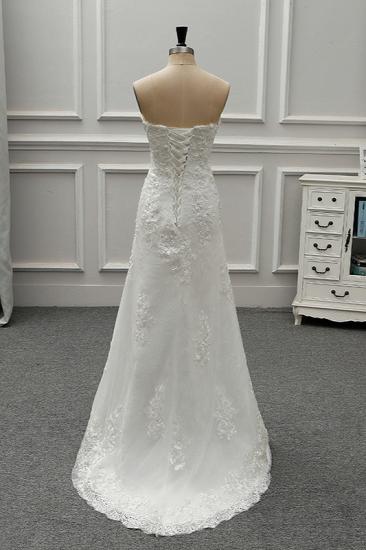 TsClothzone Stilvolles trägerloses weißes Hochzeitskleid aus Tüll mit ärmellosen A-Linien-Brautkleidern im Angebot_6