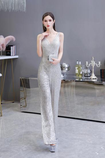 Sexy Shining V-neck Silver Sequin Sleeveless Prom Jumpsuit_6