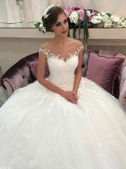Sleeveless Off-the-Shoulder Tulle Court Train Ball Gown Wedding Dresses_2
