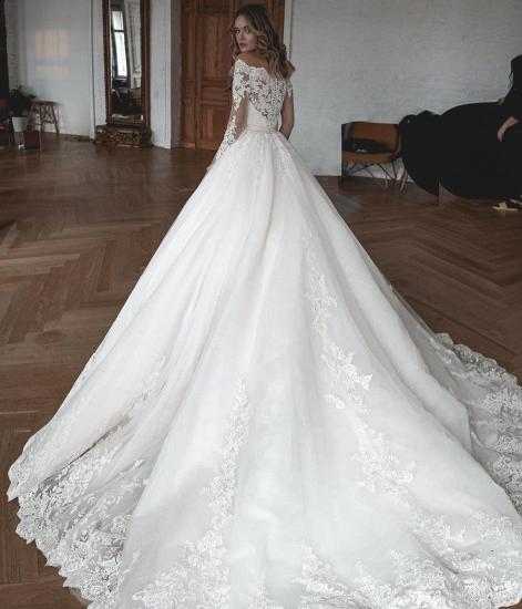 Gorgeous Of Shoulder Lace Tulle Aline Garden Wedding Gown Cathedral Train_4