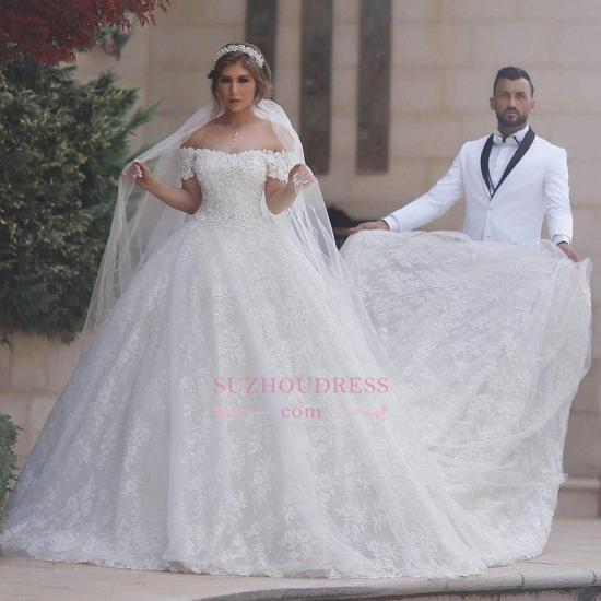Off The Shoulder Appliques Arabic Lace-Up Wedding Gowns 2022 Ball Gown Sweetheart Bride Dress_3