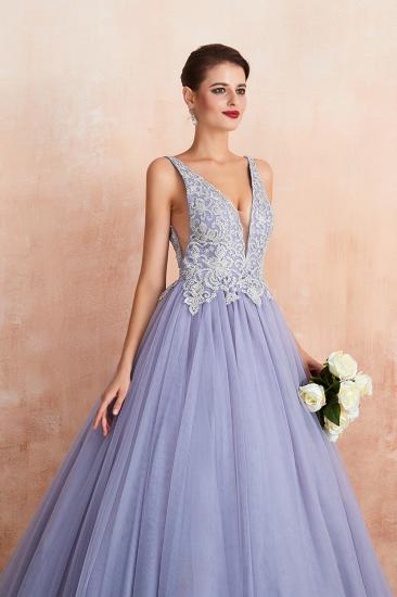 Cerelia | Elegantes Ballkleid mit V-Ausschnitt und Lavendel-Abschlussballkleid mit Applikationen, Abendkleider mit tiefem V-Ausschnitt und Falten_9