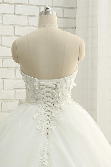 TsClothzone Gorgeous Sweatheart White Wedding Dresses With Appliques A line Tulle Ruffles Bridal Gowns Online_6