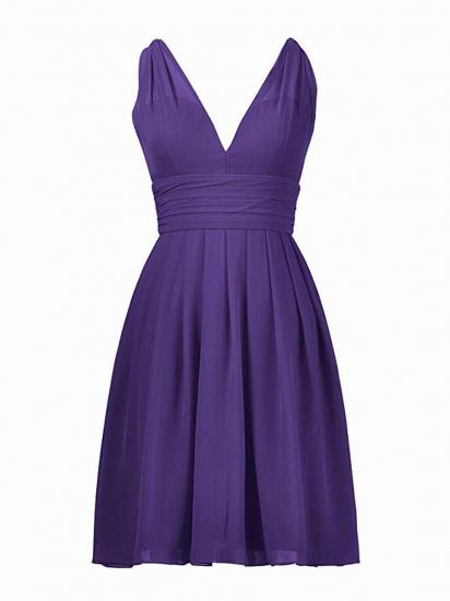 Grape Chiffon Short A-Line Sleeveless Bridesmaid Dresses_4