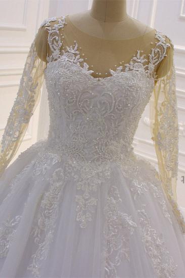 Trendy Sweetheart Long sleeves Ivory Ball Gown Wedding Dress_2
