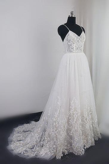 Spaghetti Straps Lace Appliques Tulle Wedding Dress_3