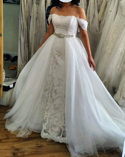 Cap Sleeve Lace Appliques Tulle Wedding Dress Bridal Gowns_2